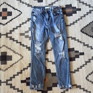 KanCan Distressed Blue Ankle Jeans